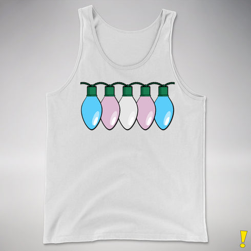 Transgender Pride Flag Christmas Lights Premium Tank Top - White